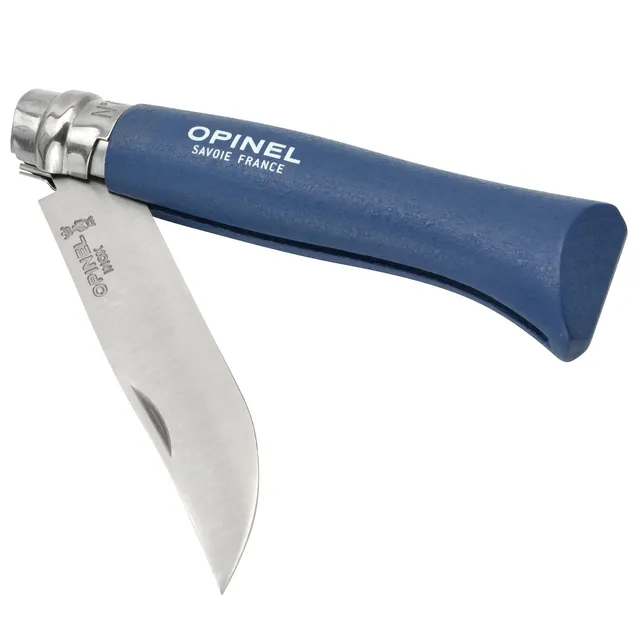 opinel-n-08-taschenmesser-buchenholz-dunkelblau-edelstahlklinge-8-5-cm-mit-virob image 1