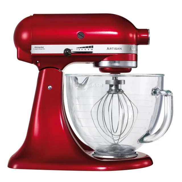 kitchenaid-artisan-k-chenmaschine-4-83-l-mit-glassch-ssel-liebesapfel-rot image 1
