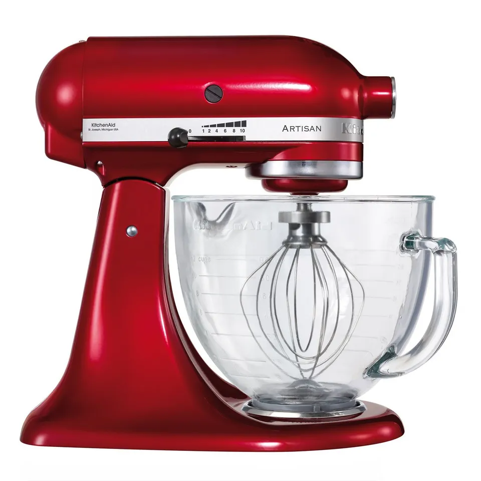 kitchenaid-artisan-k-chenmaschine-4-83-l-mit-glassch-ssel-liebesapfel-rot image 1