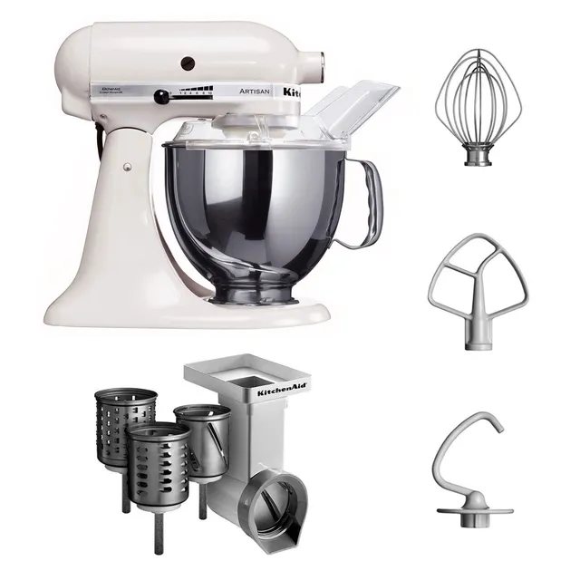 kitchenaid-artisan-5ksm150psewh-k-chenmaschine-mit-gem-seschneider-mvsa-emvsc-we image 1