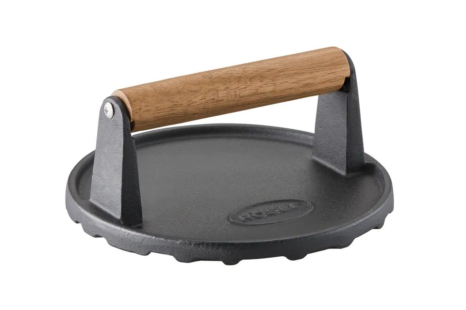 r-sle-barbecue-gewicht-1-kg-gusseisen-mit-holzgriff-f-r-perfekte-steaks-und-burg image 1
