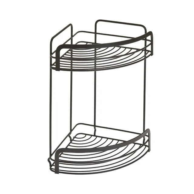 metaltex-corner-basket-2-tiers-eckregal-mit-2-ebenen-schwarz-20x20x30-cm image 1