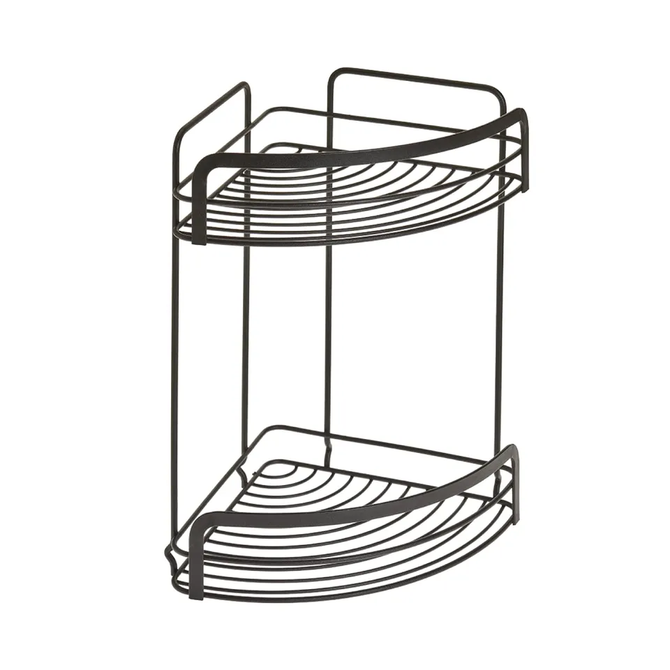 metaltex-corner-basket-2-tiers-eckregal-mit-2-ebenen-schwarz-20x20x30-cm image 1