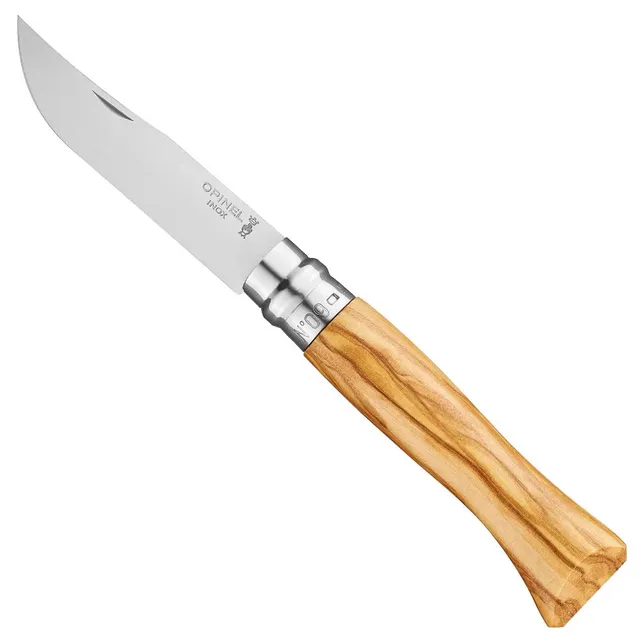 opinel-taschenmesser-no-09-mit-olivenholzgriff-und-12c27-stahl-rostfrei-mit-viro image 1