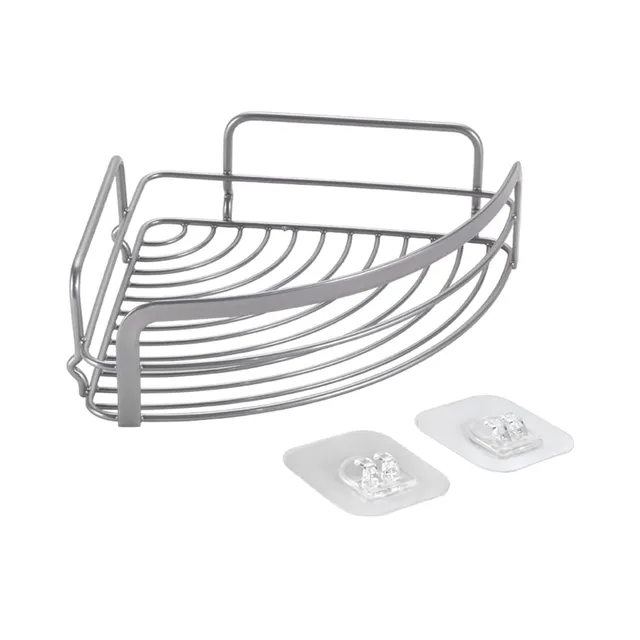 metaltex-luxy-eck-regal-f-r-bad-dusche-selbstklebend-ohne-bohren-20x20x6-cm-silb image 1