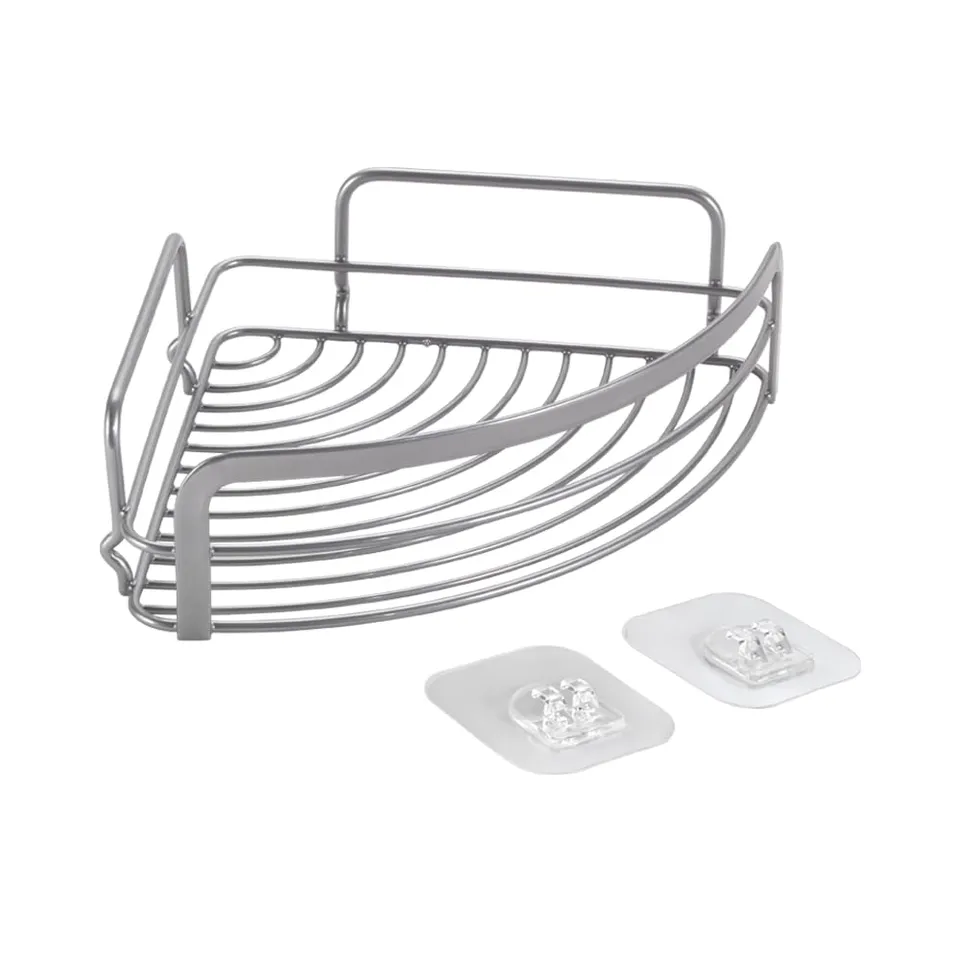 metaltex-luxy-eck-regal-f-r-bad-dusche-selbstklebend-ohne-bohren-20x20x6-cm-silb image 1