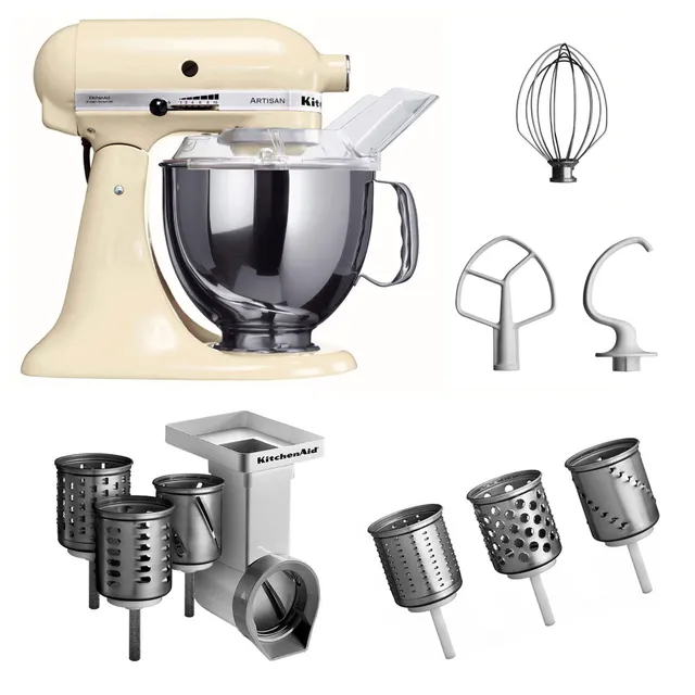 kitchenaid-artisan-k-chenmaschine-4-83-l-mit-gem-seschneider-6-trommeln-crem image 1
