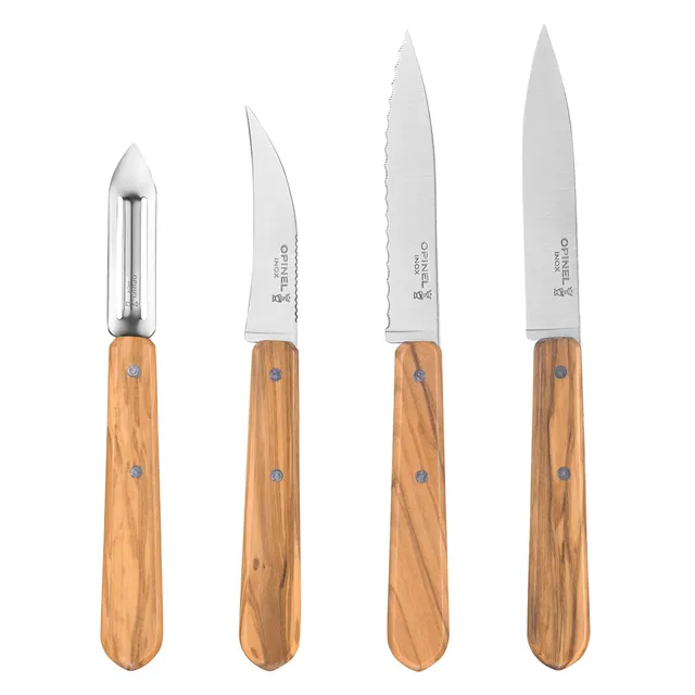 opinel-essentials-k-chenmesser-set-4-teilig-mit-olivenholzgriffen-rostfreier-san image 1