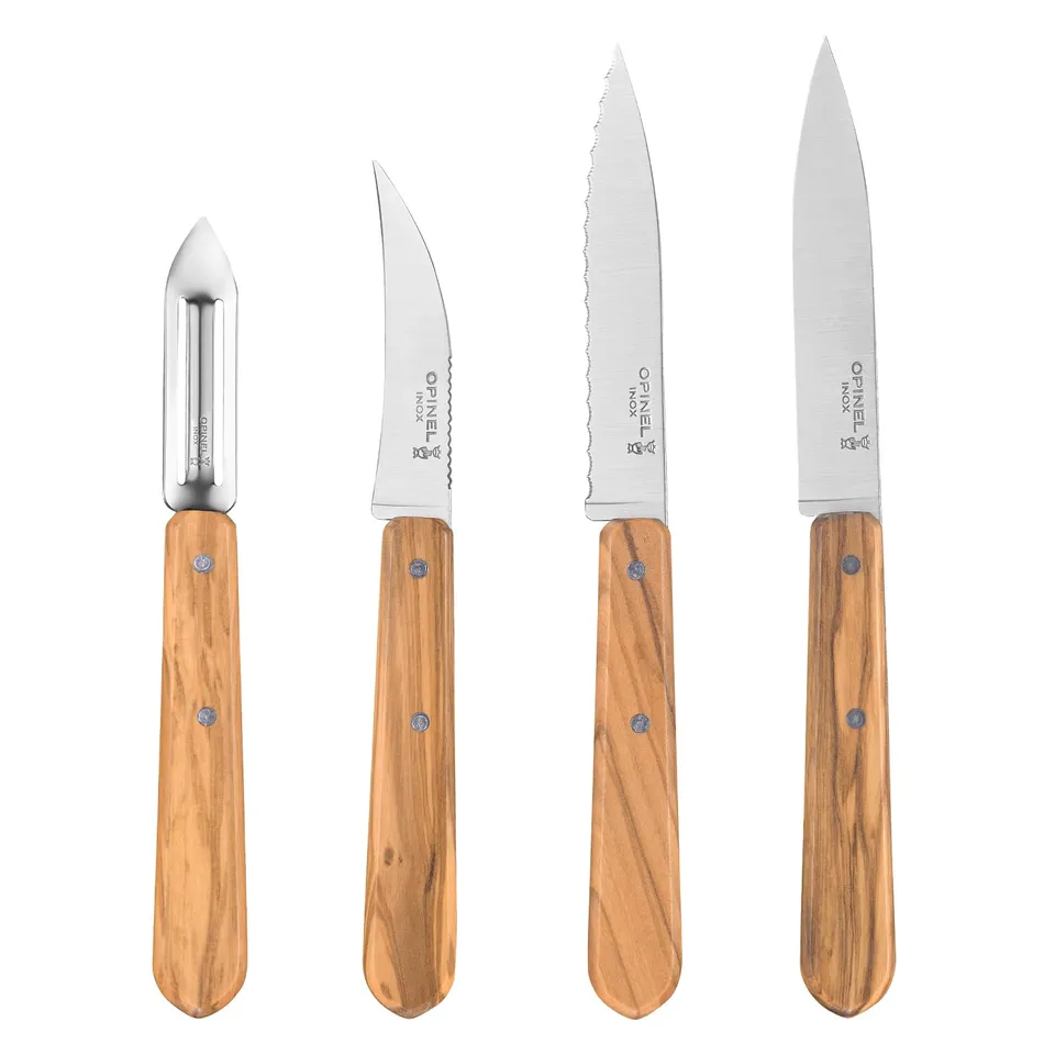 opinel-essentials-k-chenmesser-set-4-teilig-mit-olivenholzgriffen-rostfreier-san image 1