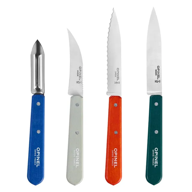 opinel-essentiels-k-chenmesser-set-du-cuisinier-4-teilig-rostfreier-stahl-buchen image 1