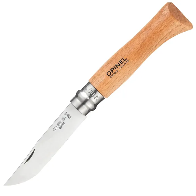 opinel-inox-messer-n-08-taschenmesser-mit-rostfreier-klinge-und-buchenholzgriff image 1