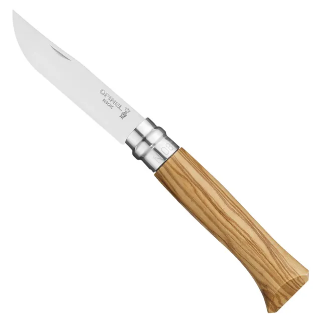 opinel-no-8-outdoor-messer-rostfreier-stahl-olivenholzgriff-natur image 1