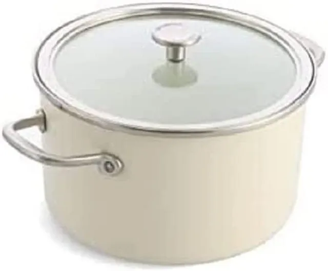 kitchenaid-steel-core-emaille-kochtopf-24-cm-6-l-mit-deckel-creme image 1