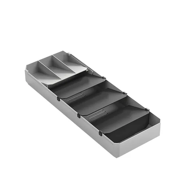 metaltex-uni-fit-besteck-organizer-grau-schwarz-verstellbarer-schubladeneinsatz- image 1