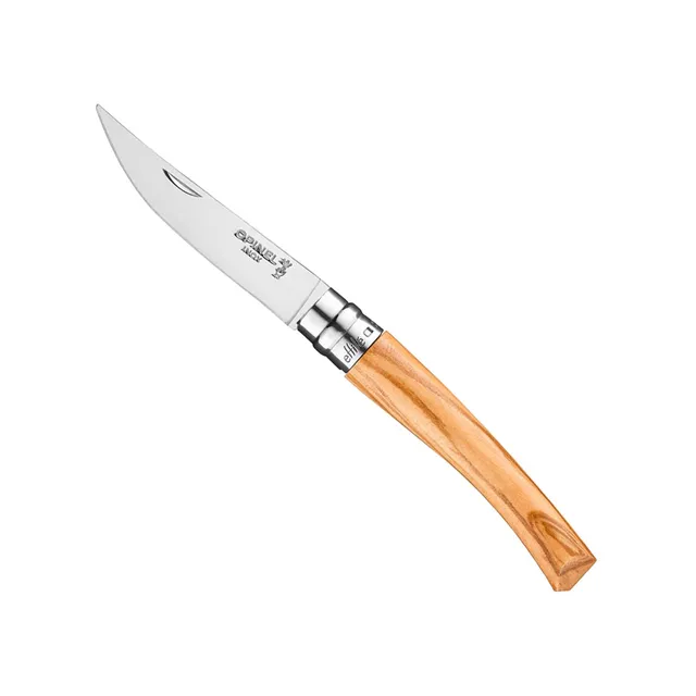 opinel-nr-08-taschenmesser-mit-edelstahlklinge-polierte-oberfl-che-und-olivenhol image 1