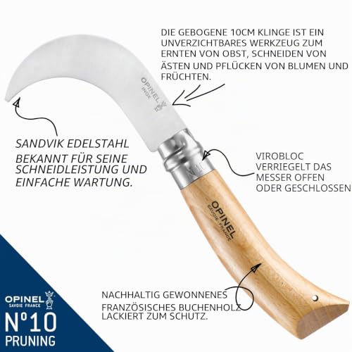 opinel-hippe-nr-10-mit-sandvik-edelstahlklinge-buchenholzgriff-gartenmesser image 8