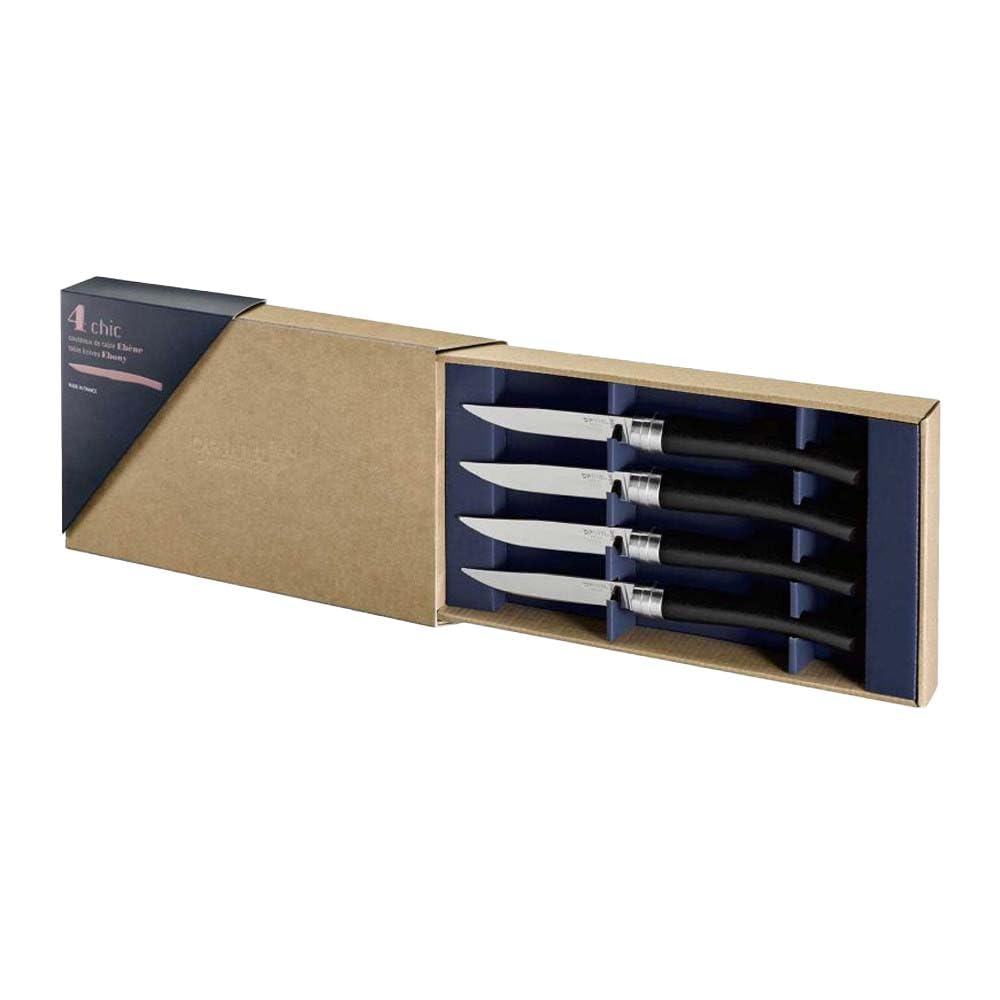 opinel-table-chic-4er-set-tischmesser-und-gabel-aus-ebenholz-spiegelpolierte-kli image 3