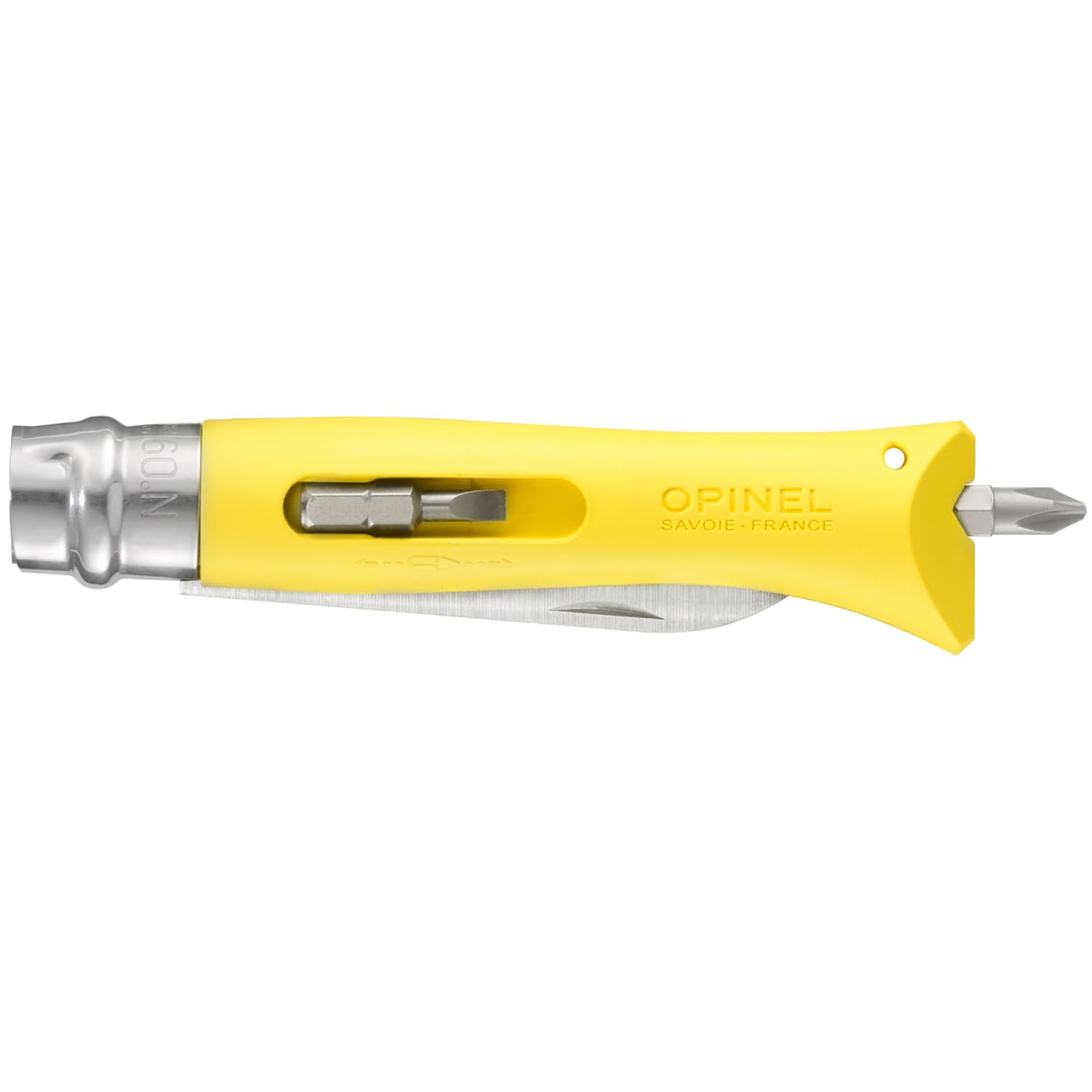 opinel-no-09-diy-elektrikermesser-mit-abisolierer-sandvik-stahl-12c27-2-bits-gel image 2