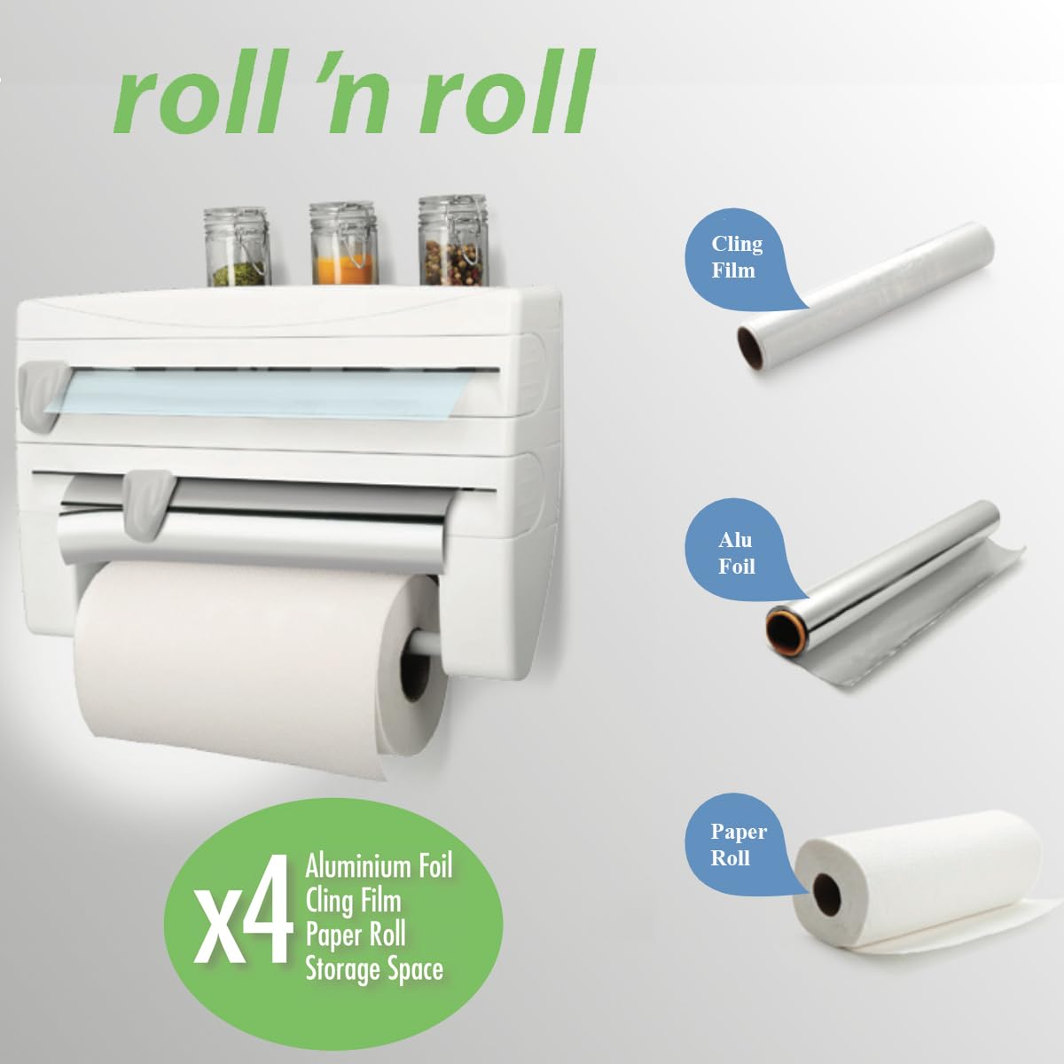 metaltex-roll-n-roll-k-chenrollenhalter-4-in-1-f-r-3-rollen-mit-schneideschieber image 2
