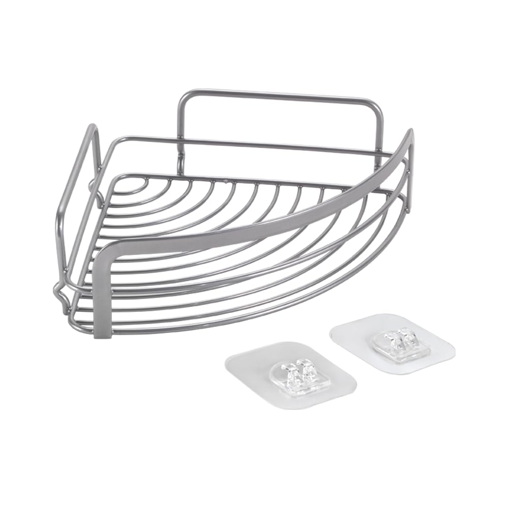metaltex-luxy-eck-regal-f-r-bad-dusche-selbstklebend-ohne-bohren-20x20x6-cm-silb image 1