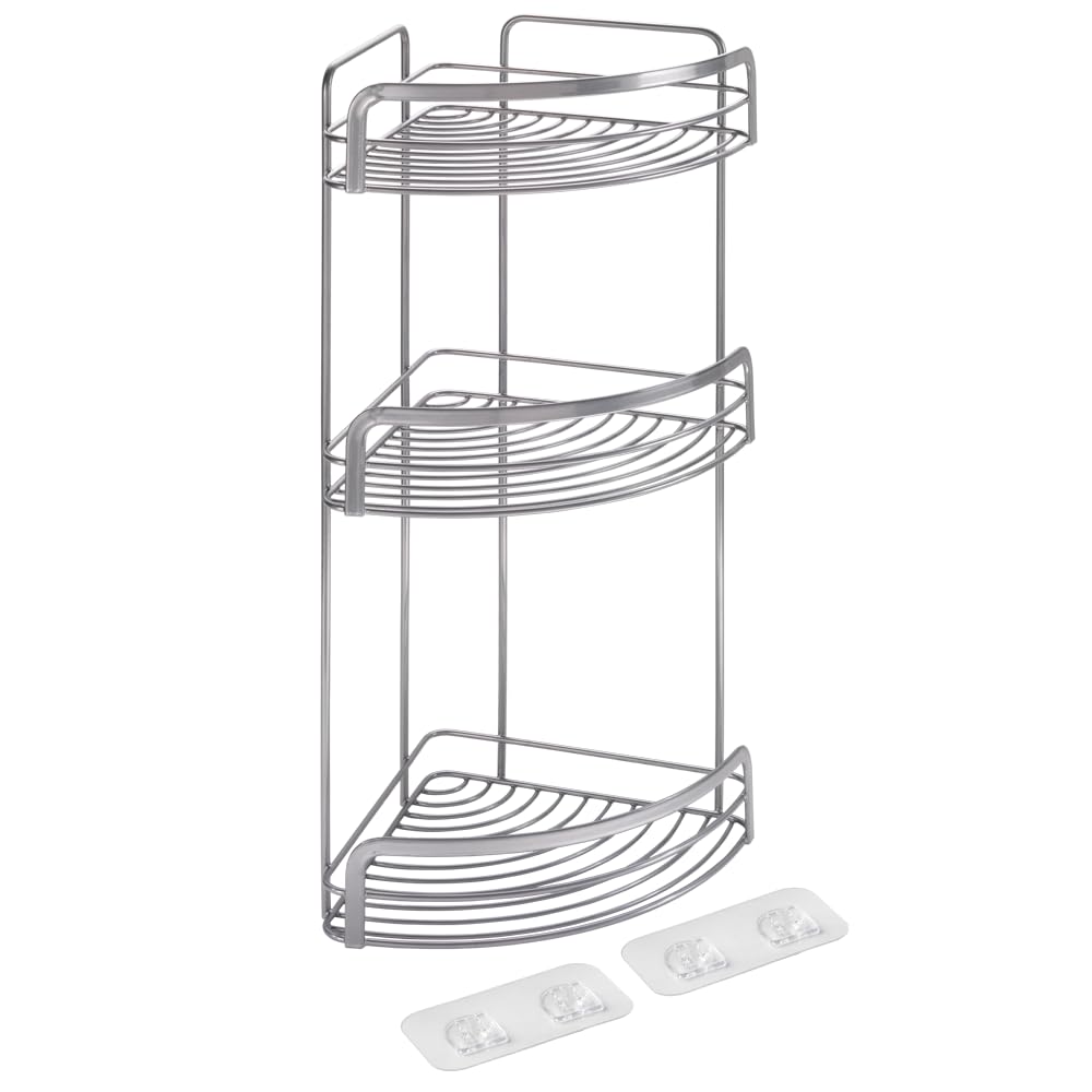 metaltex-luxy-eck-regal-f-r-bad-dusche-selbstklebend-ohne-bohren-20x20x6-cm-silb image 6