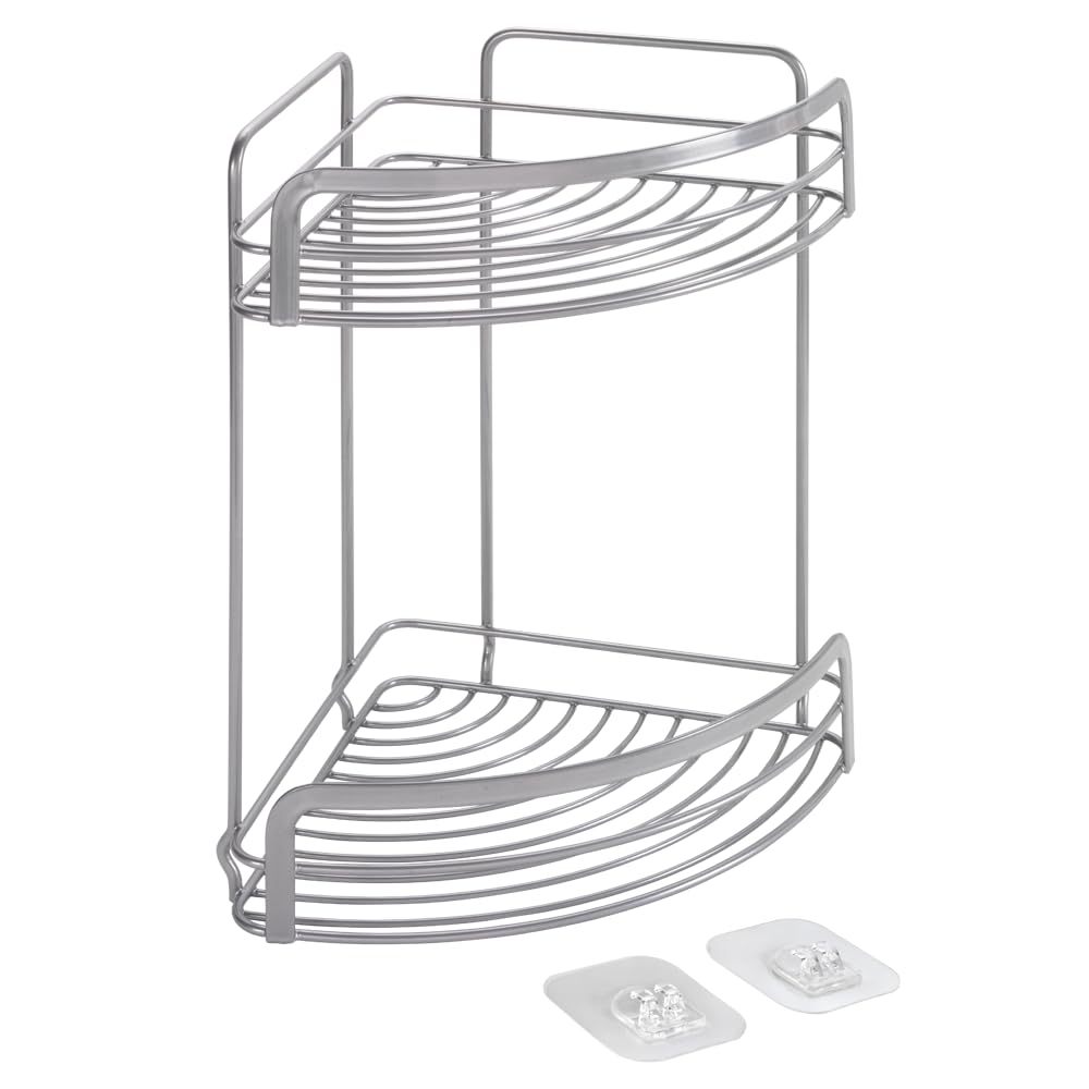 metaltex-luxy-eck-regal-f-r-bad-dusche-selbstklebend-ohne-bohren-20x20x6-cm-silb image 7