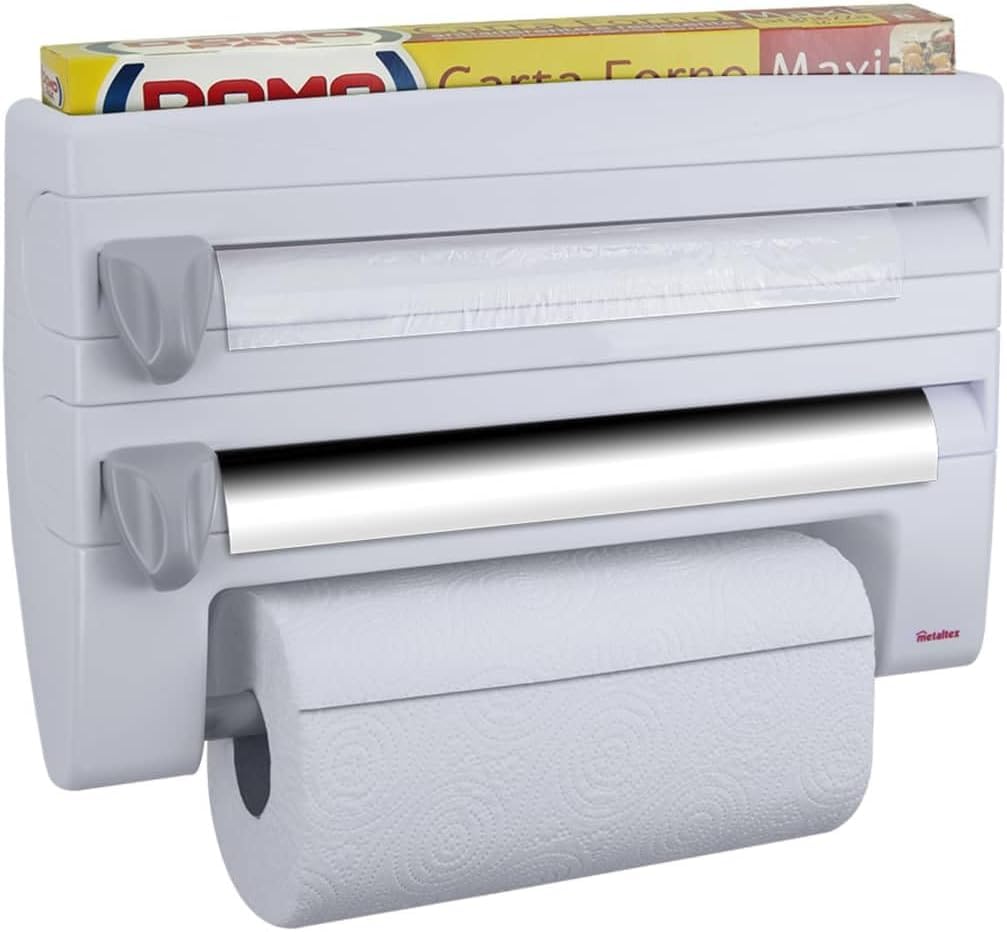 metaltex-roll-n-roll-k-chenrollenhalter-4-in-1-f-r-3-rollen-mit-schneideschieber image 1