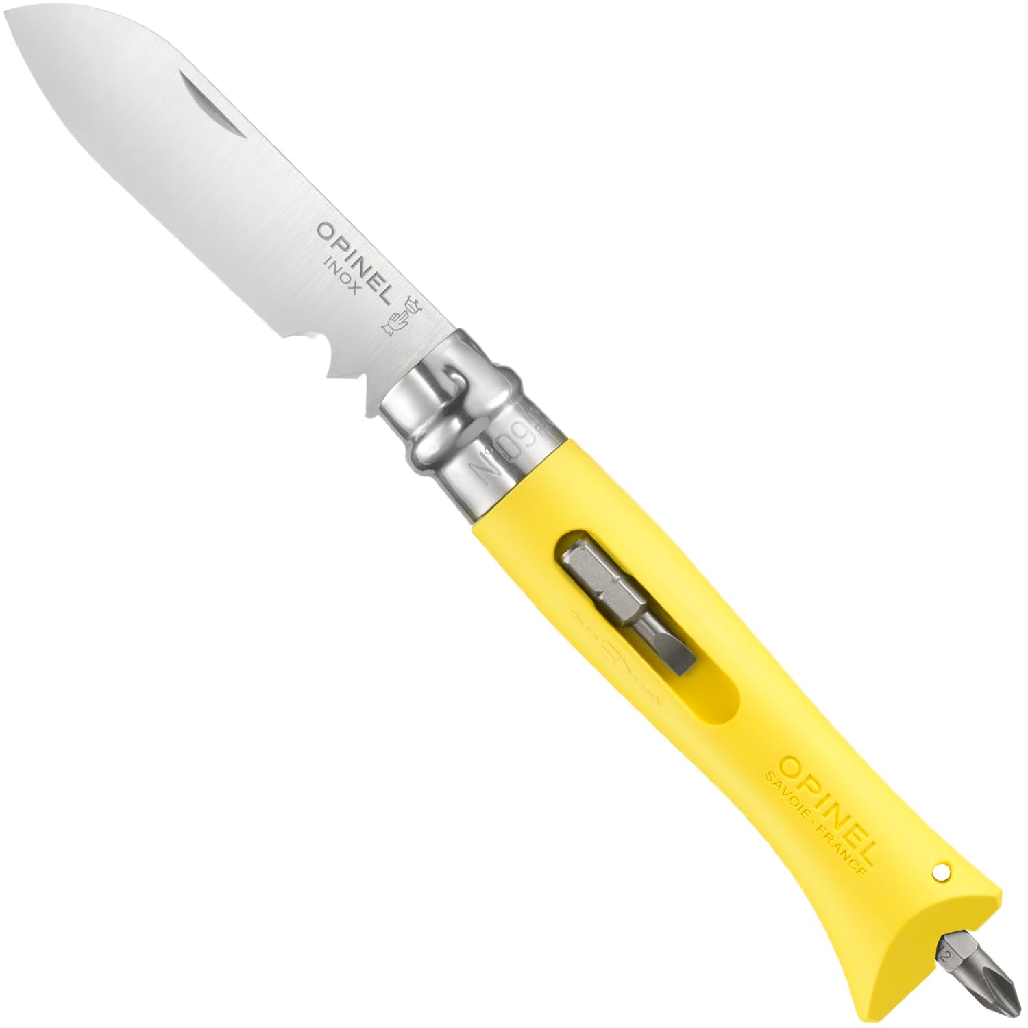 opinel-no-09-diy-elektrikermesser-mit-abisolierer-sandvik-stahl-12c27-2-bits-gel image 1