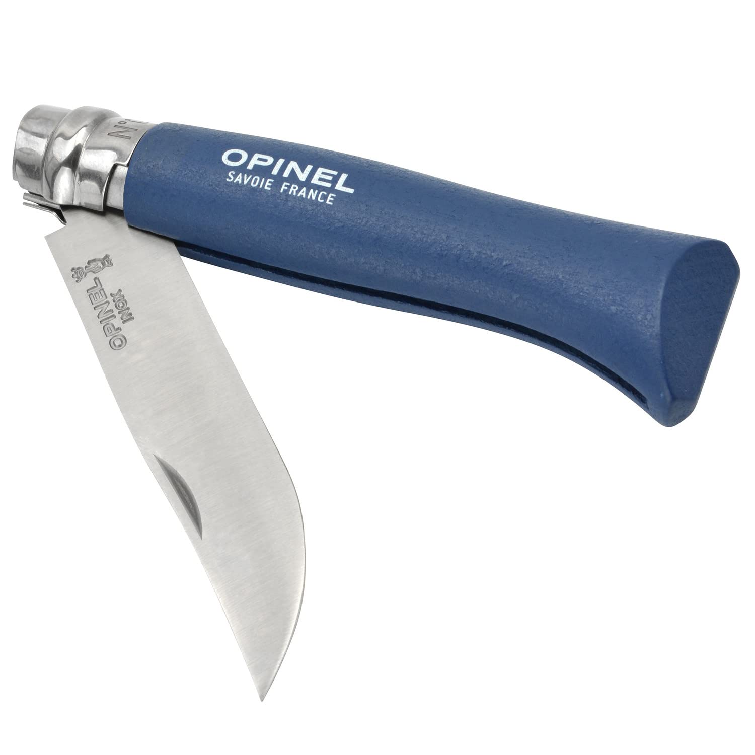 opinel-n-08-taschenmesser-buchenholz-dunkelblau-edelstahlklinge-8-5-cm-mit-virob image 1