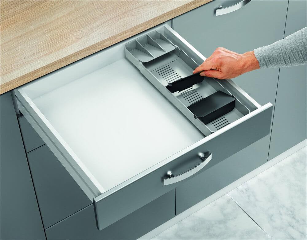 metaltex-uni-fit-besteck-organizer-grau-schwarz-verstellbarer-schubladeneinsatz- image 7