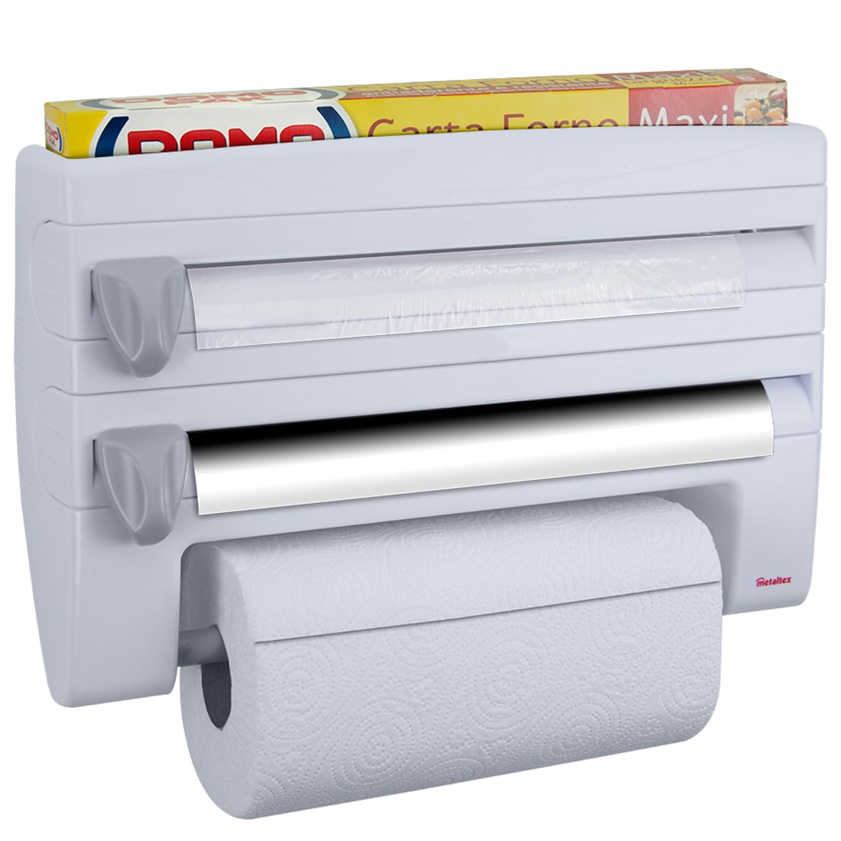 metaltex-roll-n-roll-k-chenrollenhalter-4-in-1-f-r-3-rollen-mit-schneideschieber image 7
