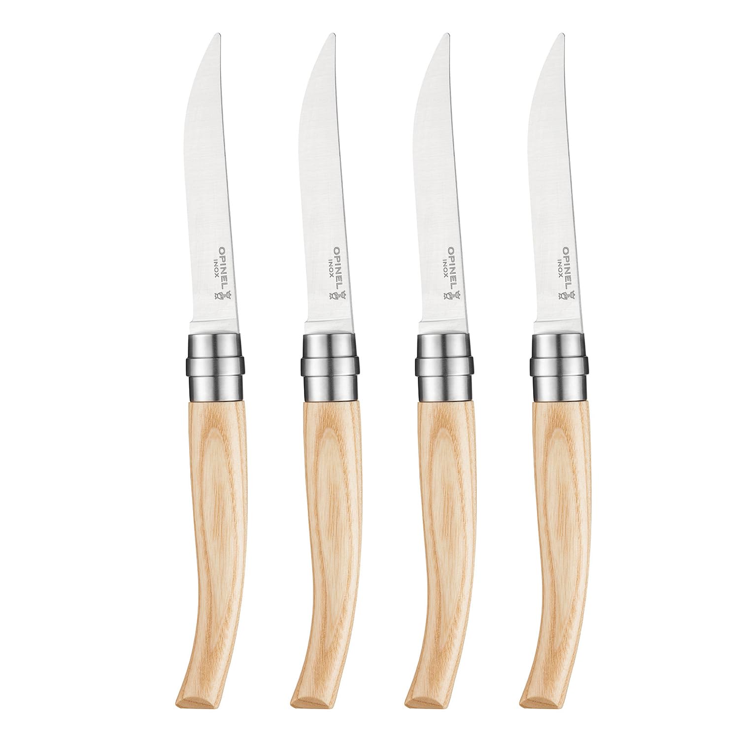 opinel-table-chic-4er-set-tischmesser-und-gabel-aus-fresno-holz-polierte-klinge image 1