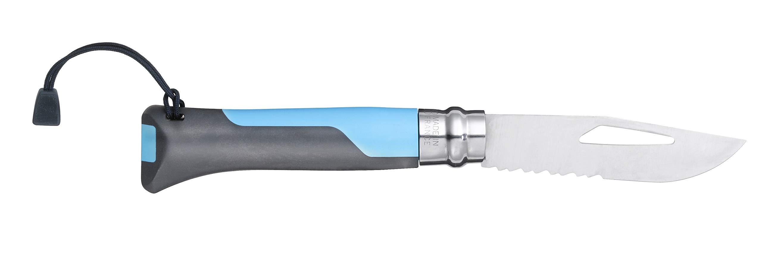 opinel-no-8-outdoor-messer-sandvik-12c27-stahl-teils-gezahnung-signalpfeife-und- image 4