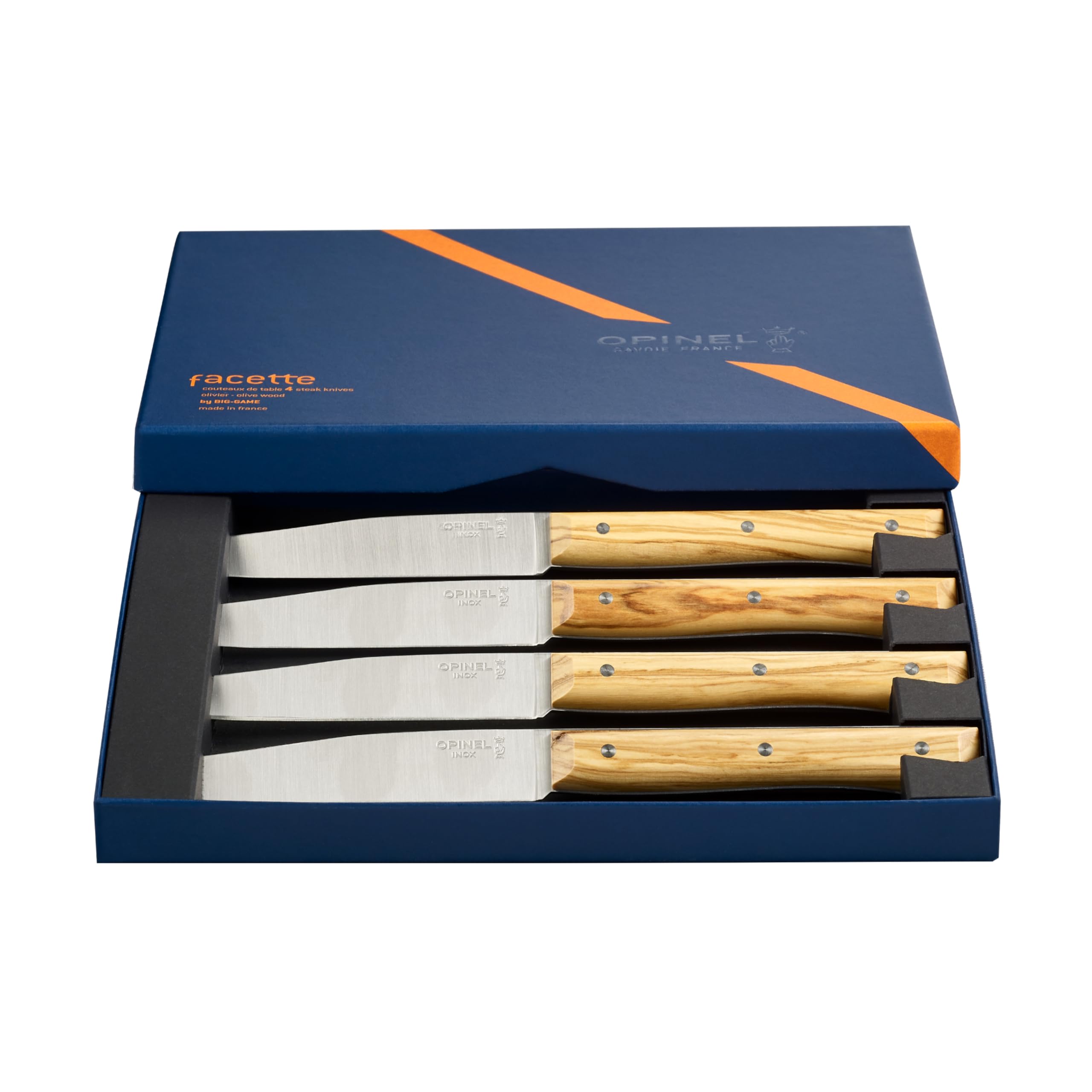 opinel-facette-olive-tafelmesser-set-4-teilig-rostfreier-ma5-stahl-11-cm-klinge image 2