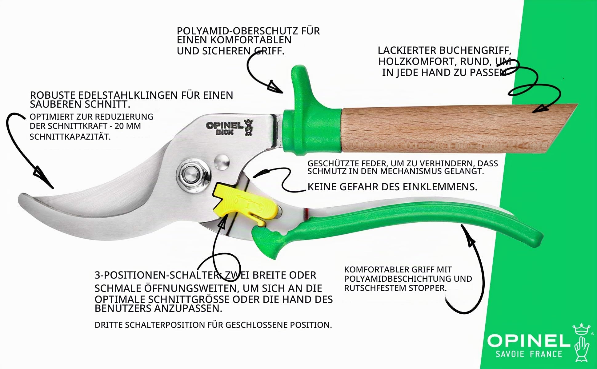 opinel-gartenschere-vielseitige-gartenschere-mit-edelstahlklinge-3-stufiger-verr image 2