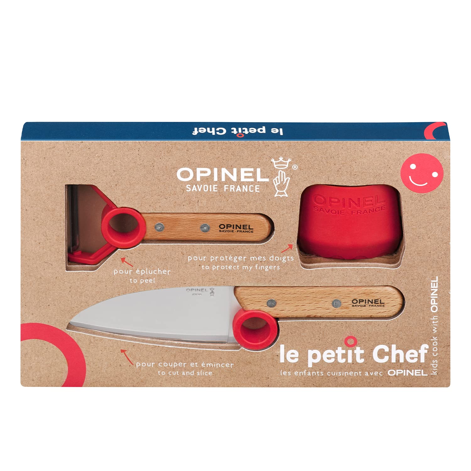 opinel-le-petit-chef-kinder-kochmesser-set-3-teilig-kochmesser-fingerschutz-spar image 1
