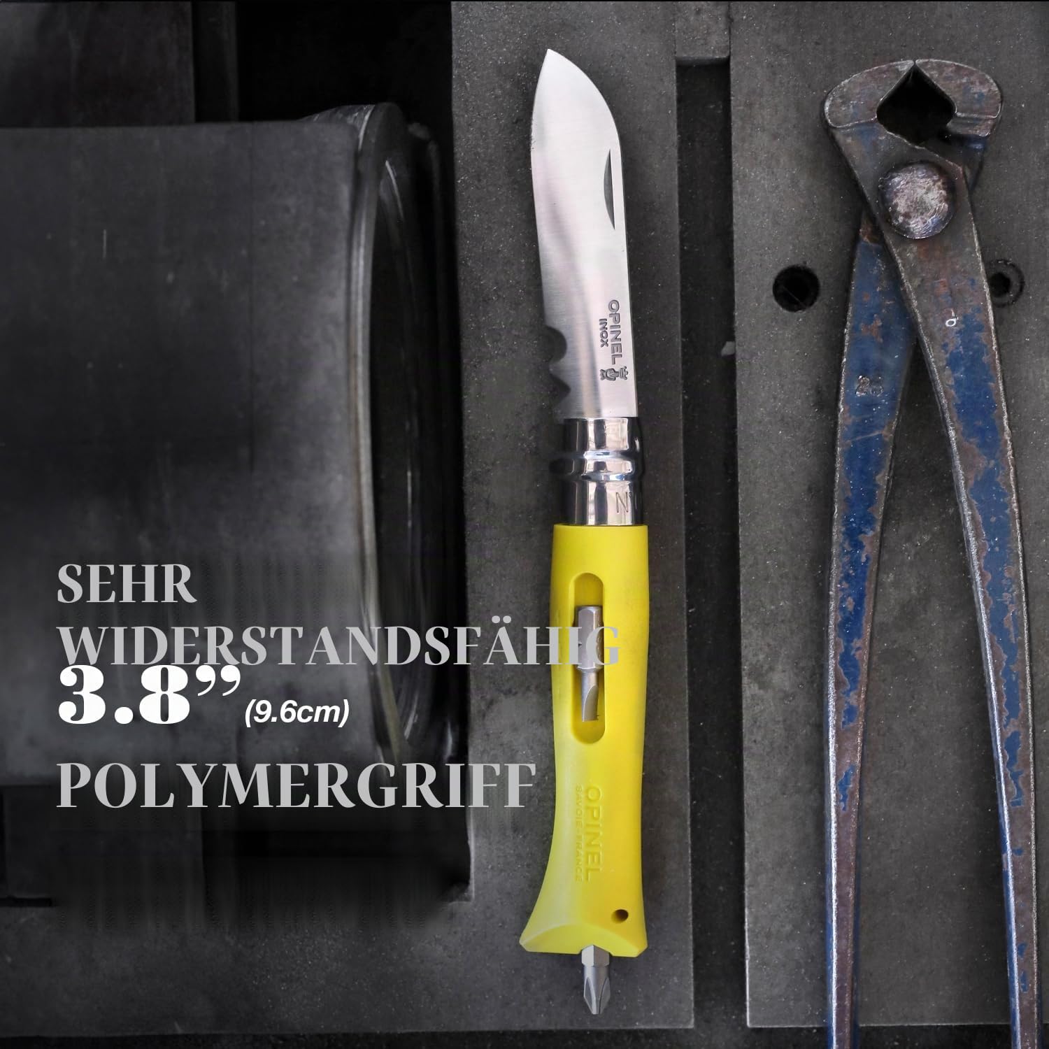 opinel-no-09-diy-elektrikermesser-mit-abisolierer-sandvik-stahl-12c27-2-bits-gel image 5