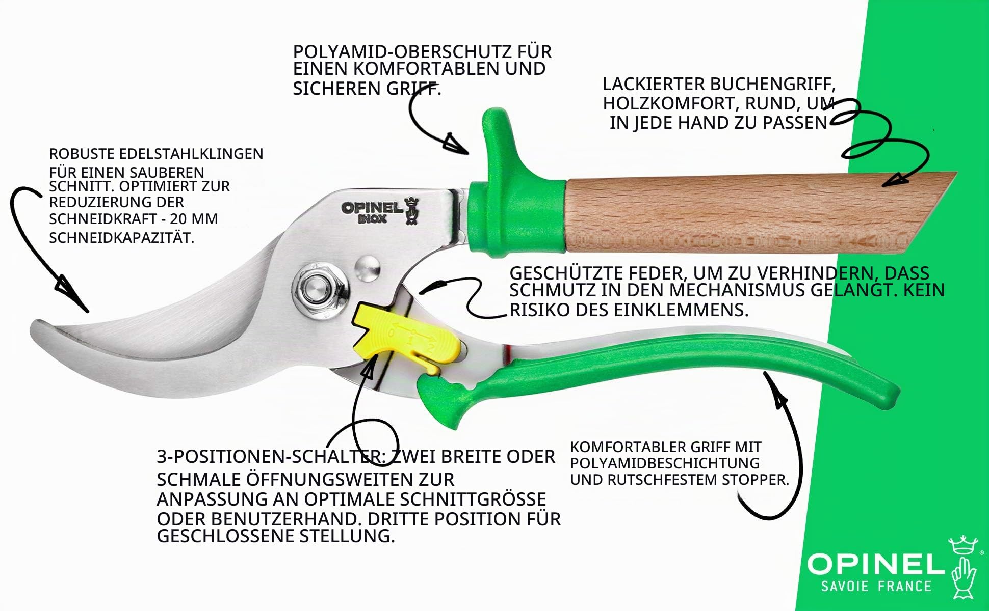 opinel-gartenschere-secateur-3-positionen-edelstahl image 2