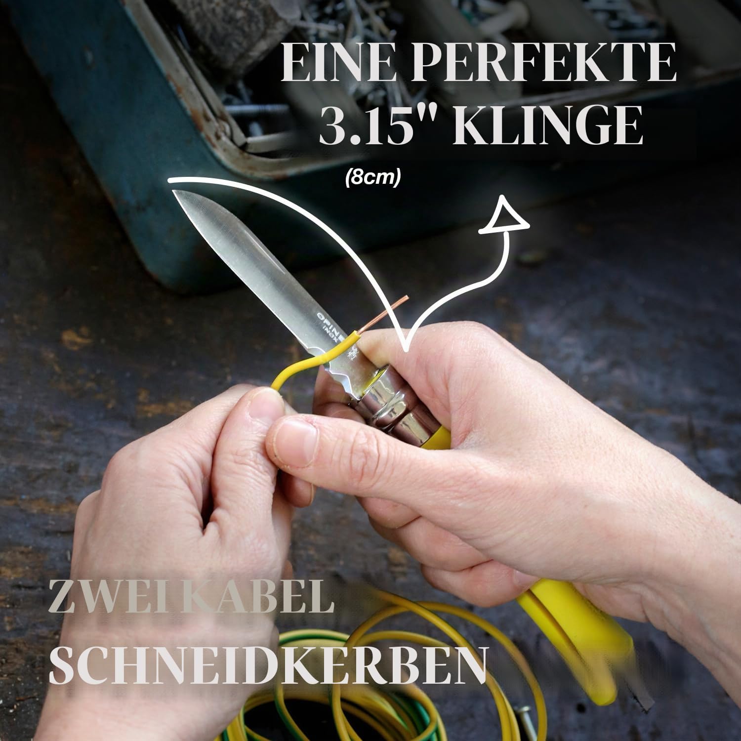 opinel-no-09-diy-elektrikermesser-mit-abisolierer-sandvik-stahl-12c27-2-bits-gel image 4