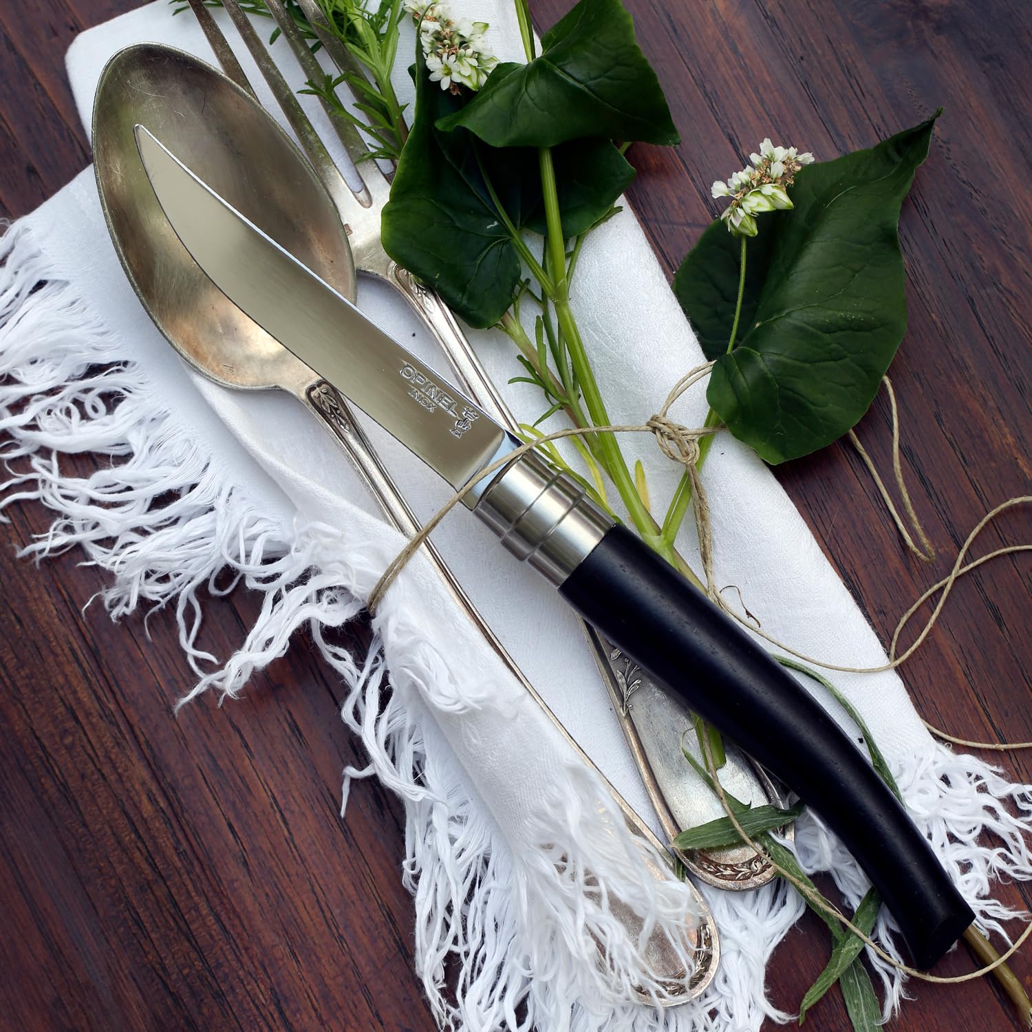 opinel-table-chic-4er-set-tischmesser-und-gabel-aus-ebenholz-spiegelpolierte-kli image 6