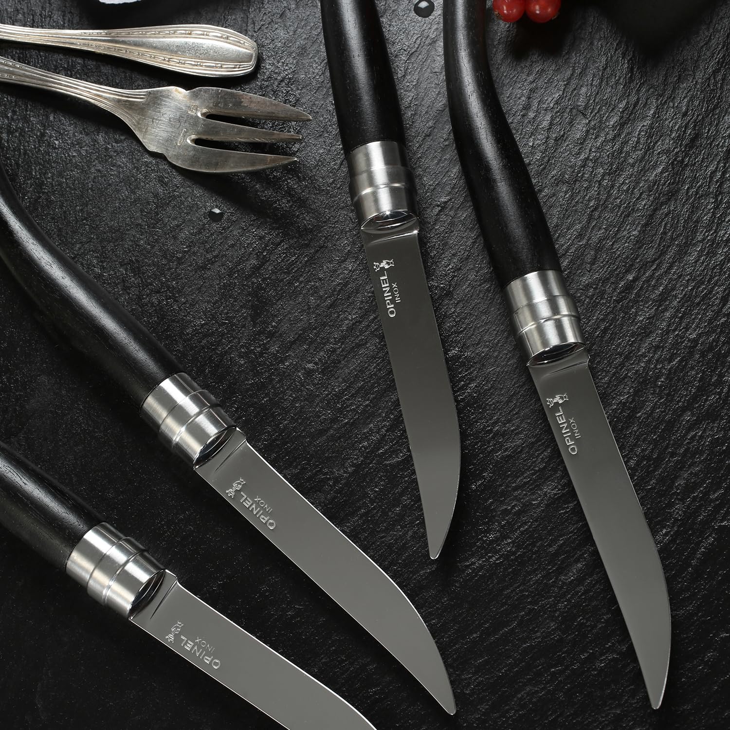 opinel-table-chic-4er-set-tischmesser-und-gabel-aus-ebenholz-spiegelpolierte-kli image 4